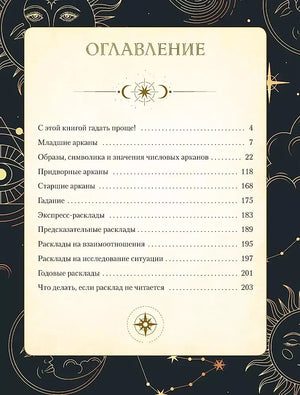 Страница оглавления книги с разделами о Младших арканах и раскладах.