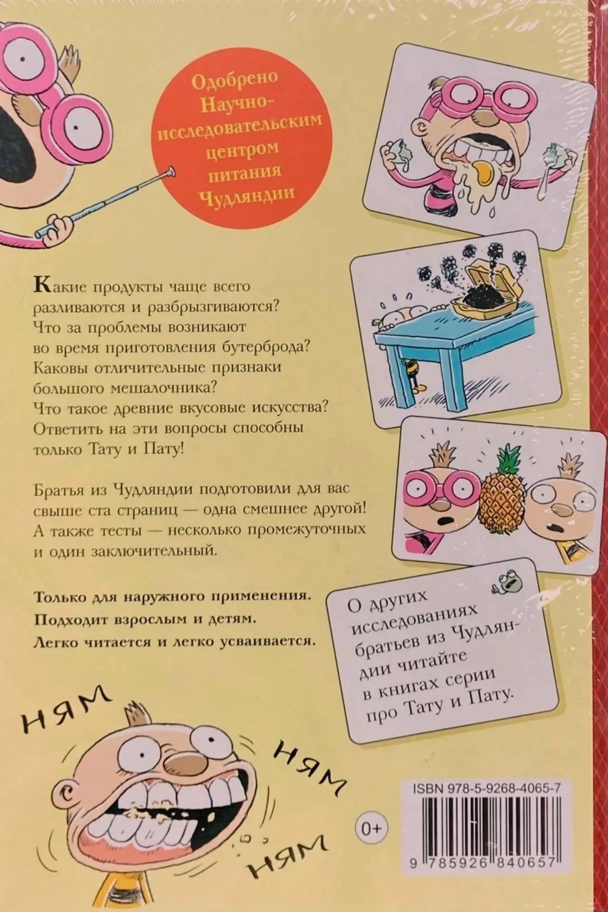 Задняя обложка с описанием книги, иллюстрациями и штрихкодом