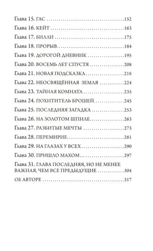 Вторая страница оглавления с главами 15–31 и разделом «Об авторе»