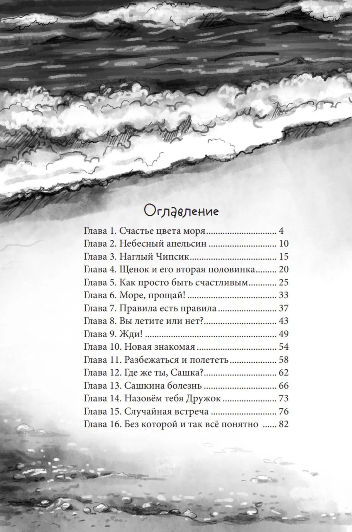 Оглавление книги на фоне морского берега