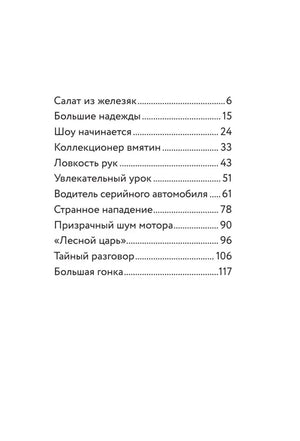 Оглавление с главами и номерами страниц