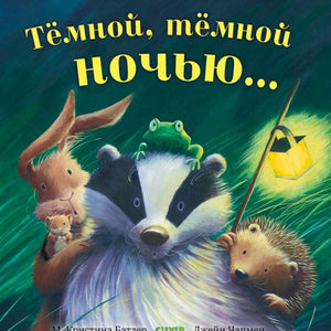 Обложка: зверята с фонарями ночью в траве, заголовок «Тёмной, тёмной ночью...»