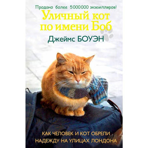 Обложка книги «Уличный кот по имени Боб» с рыжим котом в шарфе