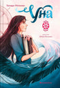 Обложка книги «Уна»: девушка с книгой на фоне крыльев и волн.