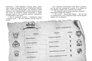Разворот с текстом и табелем успеваемости школы драконов.
