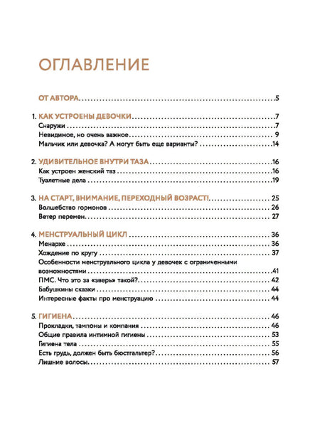 Чистая страница оглавления с главами 1–5 и номерами страниц
