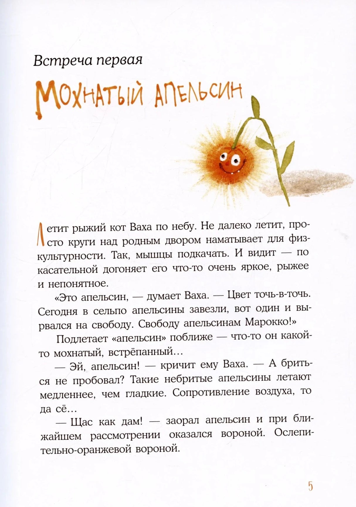 Начало первой встречи «Мохнатый апельсин» с маленькой рыжей иллюстрацией