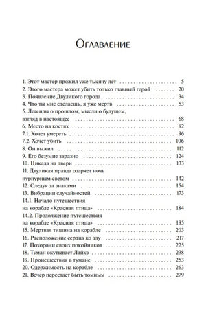 Первая страница оглавления с главами 1–21