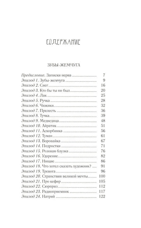 Первая страница содержания с эпизодами 1–24
