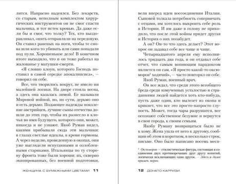 Разворот романа: страницы 11–12 с текстом повествования.