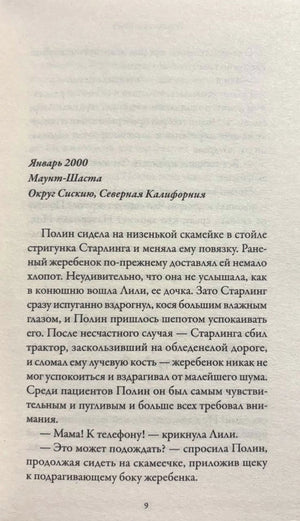 Страница 9 романа: начало главы «Январь 2000», Маунт-Шаста, Северная Калифорния.